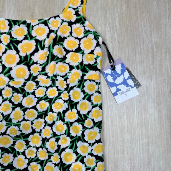 NWT DVF X Target Mini Yellow Black Poppy Floral 90's Cottagecore Shift Dress 14 - Picture 4 of 12